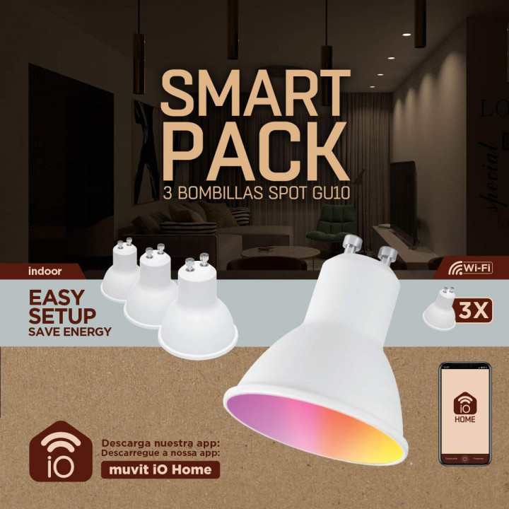 Smart Gloeilamp Muvit iO Pack 3 5,5 W GU10 400 lm Wi-Fi LED 2700 K 6500 K