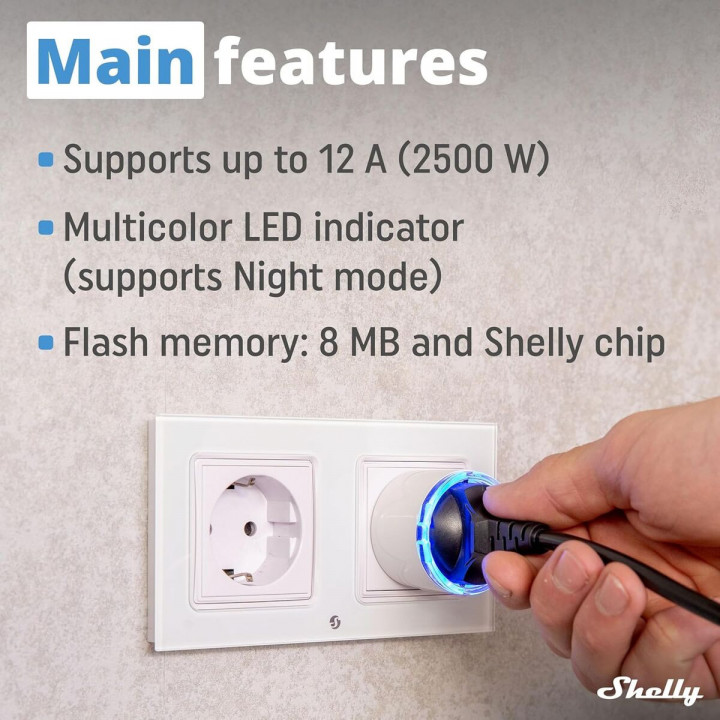 Slim Stopcontact Shelly 85366990 Wi-Fi 230 V 10 A