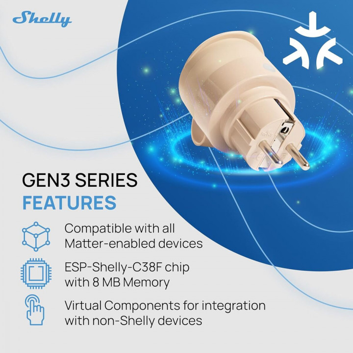 Intelligenter Stecker Shelly S3PL-20112EU Wi-Fi