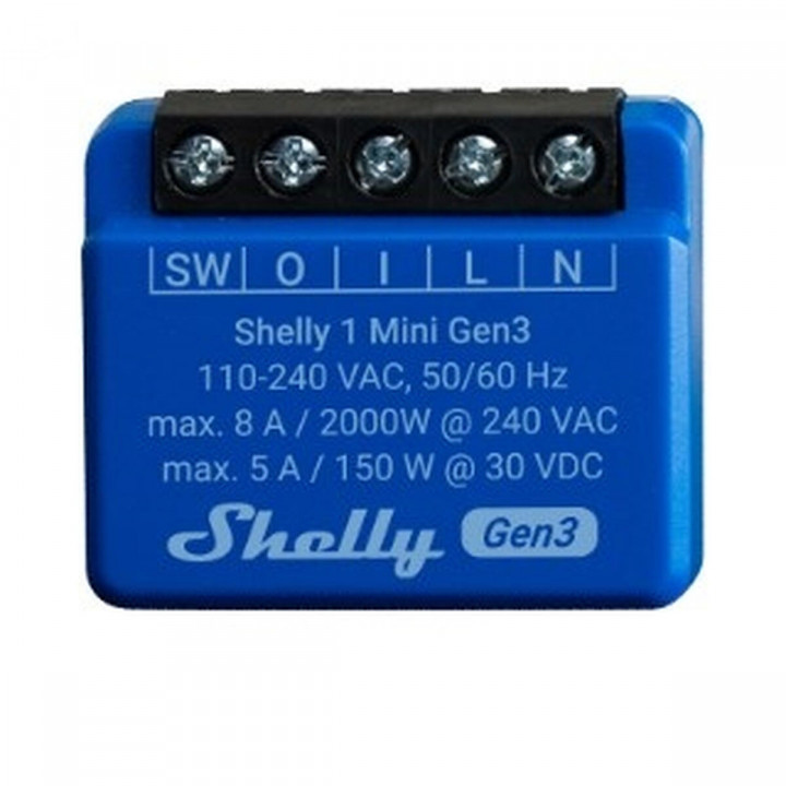 Slim Stopcontact Shelly MINI 1 GEN3 RELE WIFI BT Bluetooth Wi-Fi Bluetooth 4.2