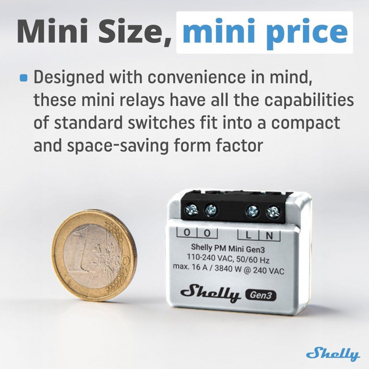 Prise Intelligente Shelly MINI 1PM GEN3 Bluetooth Wi-Fi Bluetooth 4.2