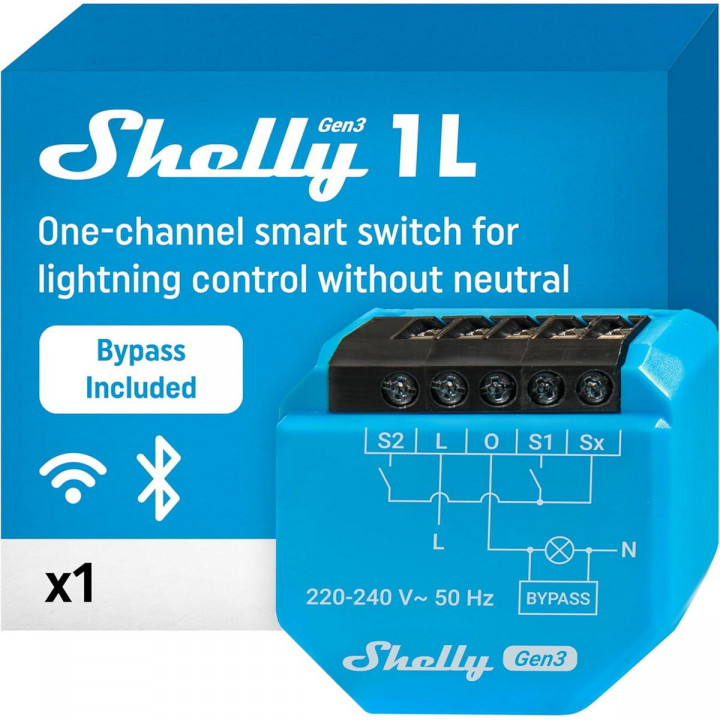 Slim Stopcontact Shelly S3SW-0A1X1EUL Bluetooth Wi-Fi 230 V 10 A