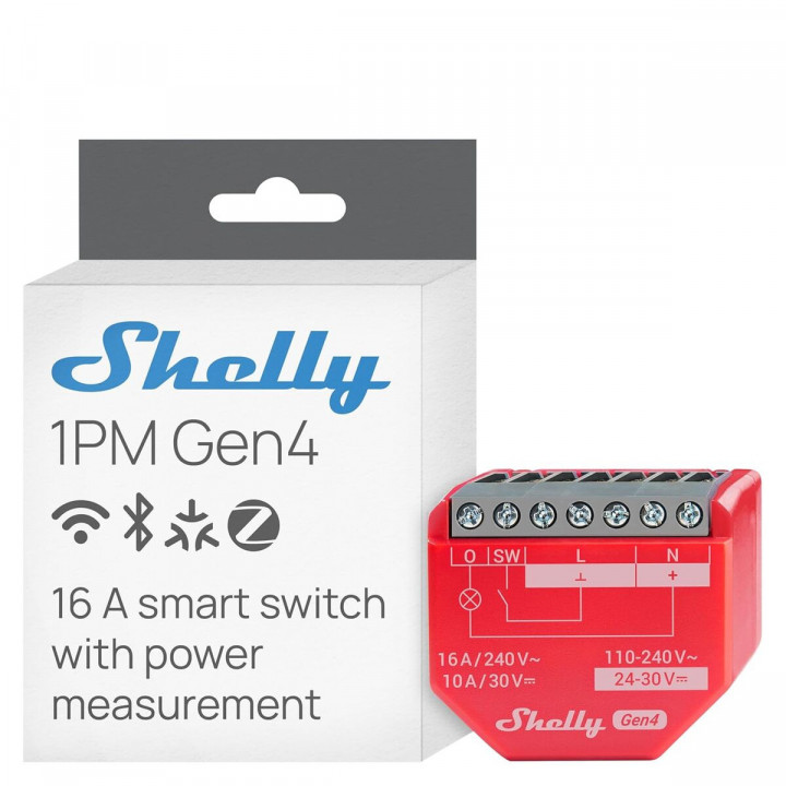 Prise Intelligente Shelly S4SW-001P16EU Bluetooth Wi-Fi Bluetooth 5.0 10 A