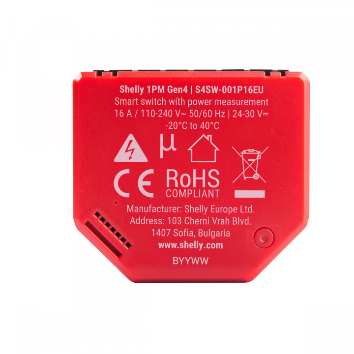 Slim Stopcontact Shelly S4SW-001P16EU Bluetooth Wi-Fi Bluetooth 5.0 10 A