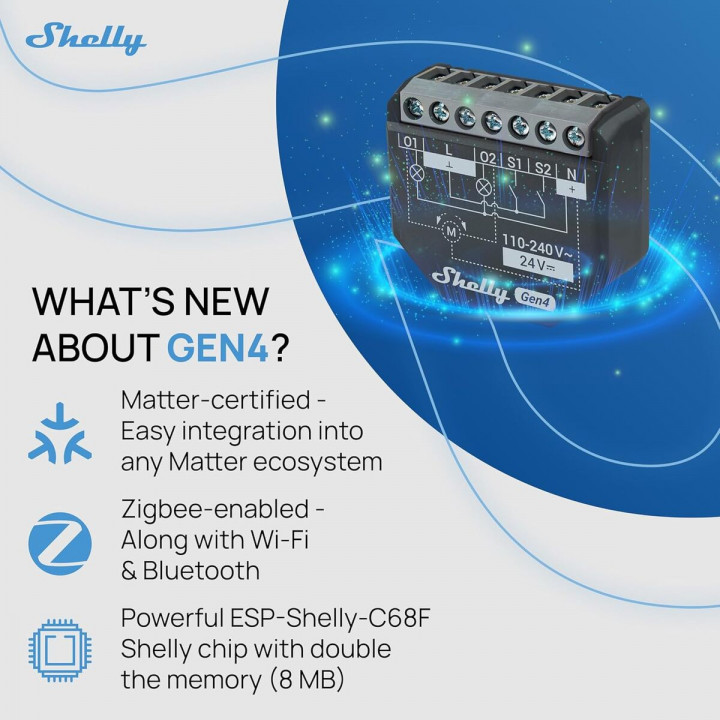 Presa Intelligente Shelly SHELLY 2PM GEN4 X4 Wi-Fi 230 V 10 A (4 Unità)