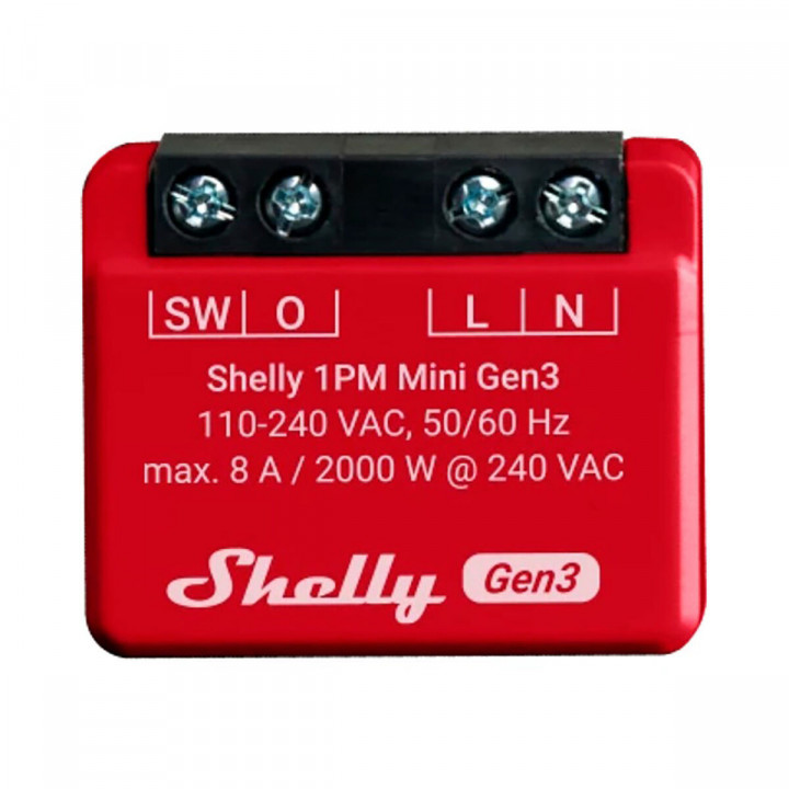 Wi-Fi schakelmodule Shelly Mini 1PM Gen3 Bluetooth Wi-Fi Bluetooth 4.2