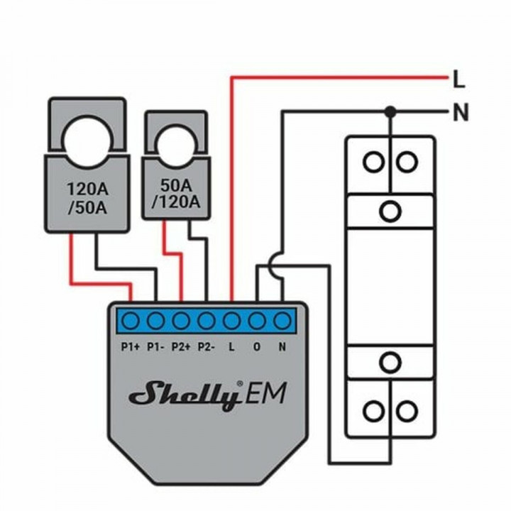 Wi-Fi-Schaltmodul Shelly SHELLY EM + 50A CLAMP