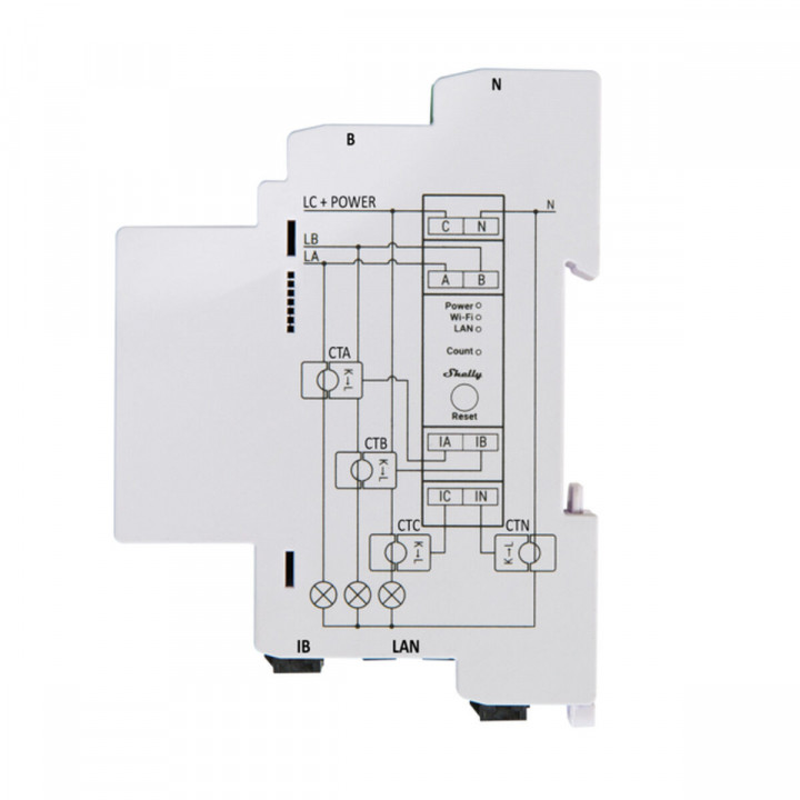 Wi-Fi schakelmodule Shelly PRO 3EM 120A Wi-Fi