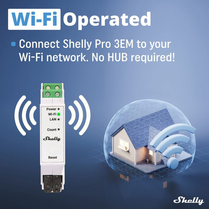 Wi-Fi switch module Shelly PRO 3EM 120A Wi-Fi