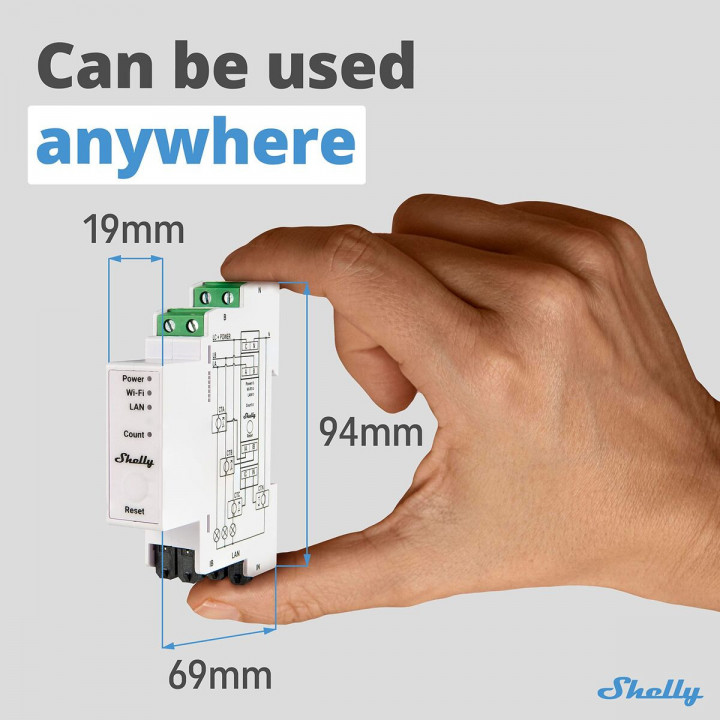Wi-Fi schakelmodule Shelly PRO 3EM 120A Wi-Fi