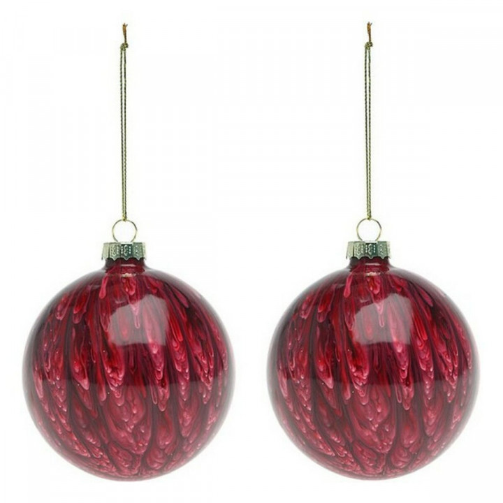 Kerstballen (2 pcs) 113572 Bruin Rood 8 cm (2 Stuks)