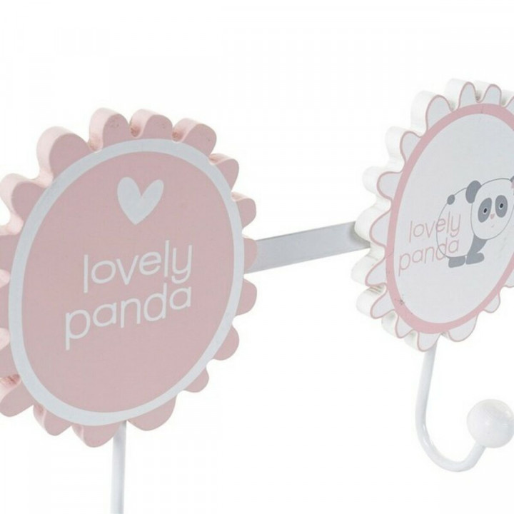 Wandkapstok DKD Home Decor Hout Metaal Pandabeer (40 x 4 x 16 cm) (2 pcs)