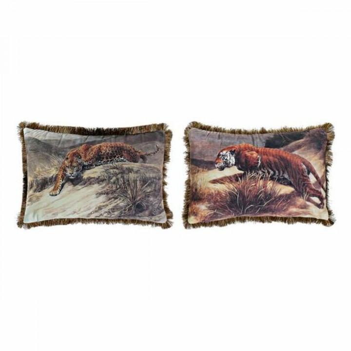 Cushion DKD Home Decor Aluminium Colonial Jungle (2 Units) (2 Pieces)