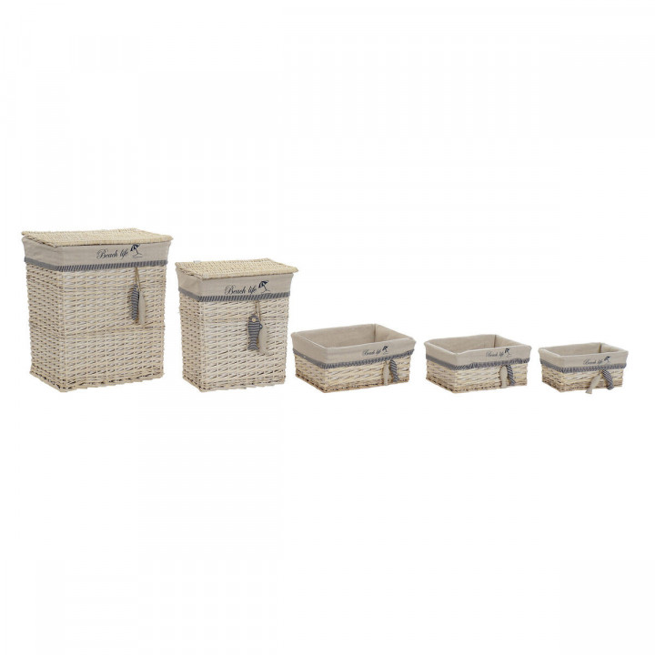 Set di Cestini DKD Home Decor Azzurro Beige Spirali Mediterraneo 47 x 35 x 56 cm 5 Pezzi