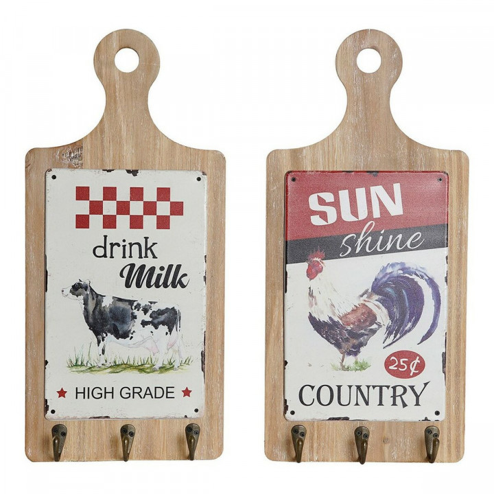 Klädhängare DKD Home Decor Rood Hout Metaal (2 pcs) (21 x 5 x 45 cm)