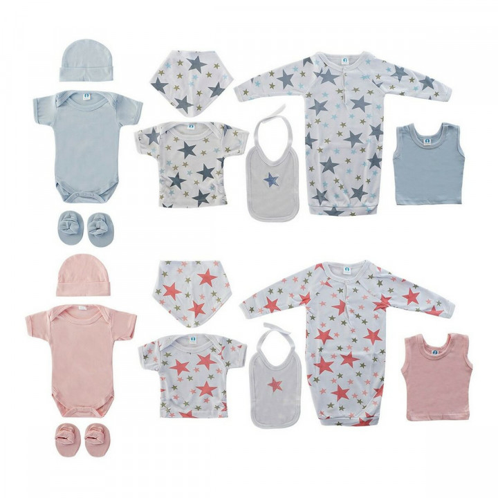 Geschenkset voor baby's DKD Home Decor BE-177919 Blauw Roze 0-6 Maanden 7 Onderdelen (2 Stuks)