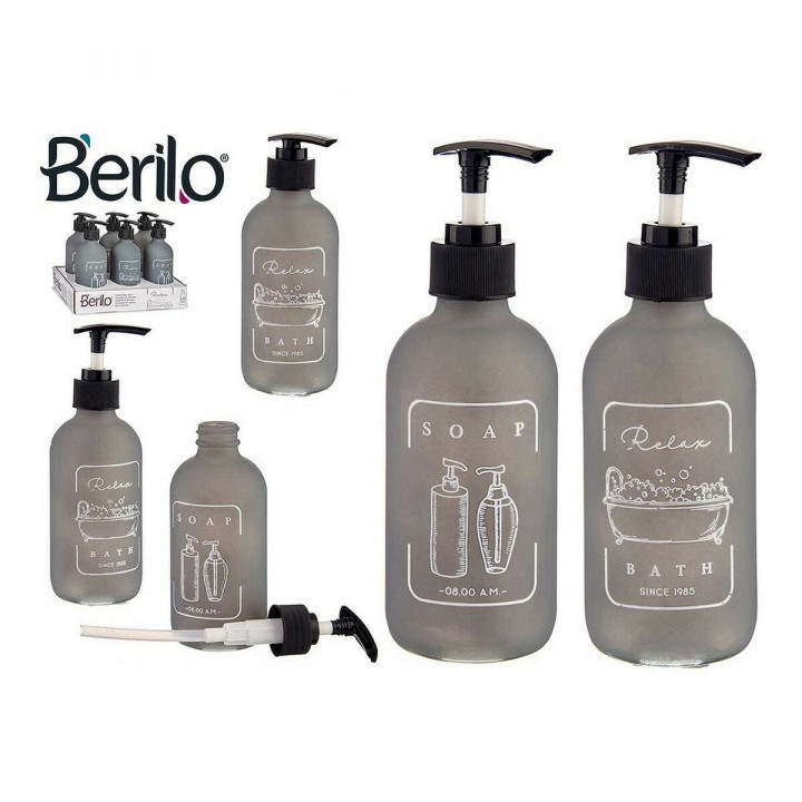 Dispenser di Sapone Berilo Nero Grigio Vetro polipropilene 250 ml