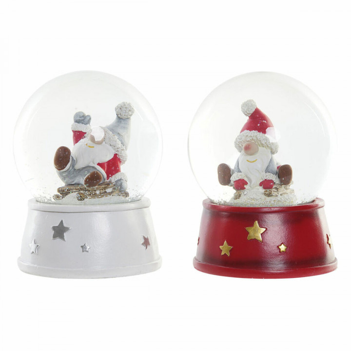 Palla di Natale DKD Home Decor Resina Vetro Babbo Natale (2 pcs) (9.5 x 9.5 x 13.5 cm)