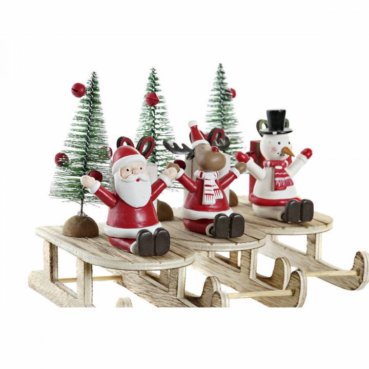 Kerstversiering DKD Home Decor Hout Kerstman (14 x 6 x 13 cm) (3 pcs)