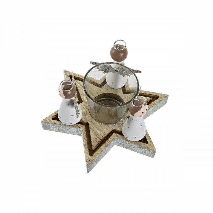 Bougeoirs de Noël DKD Home Decor Verre Bois (17 x 17 x 9 cm)