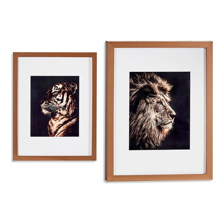 Bild Gift Decor Bronze Glas Spanplatte Tiger Löwe 33 x 3 x 43 cm 33 x 43 x 3 cm