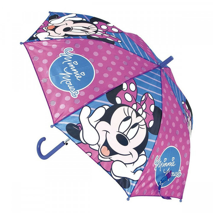 Ombrello Automatico Minnie Mouse Lucky Azzurro Rosa (Ø 84 cm)