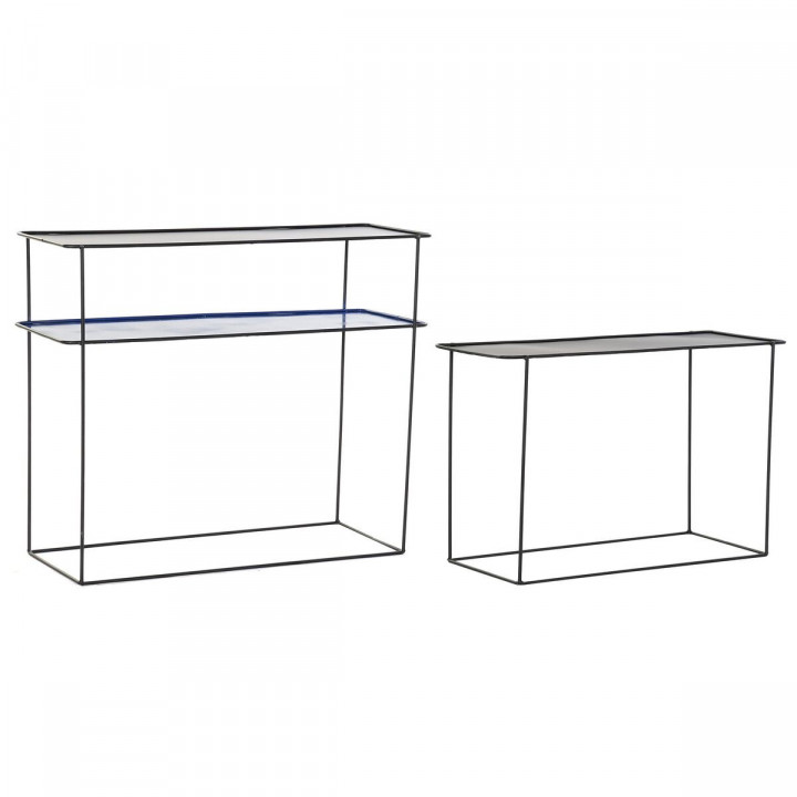 Set of furniture DKD Home Decor Blue Black 70 x 27 x 45 cm 40 x 27 x 45 cm 80 x 27 x 65 cm 80 x 27,5 x 65 cm