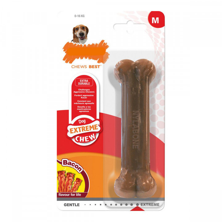 Kauwspeelgoed voor honden Nylabone Dura Chew Bacon Maat M Nylon