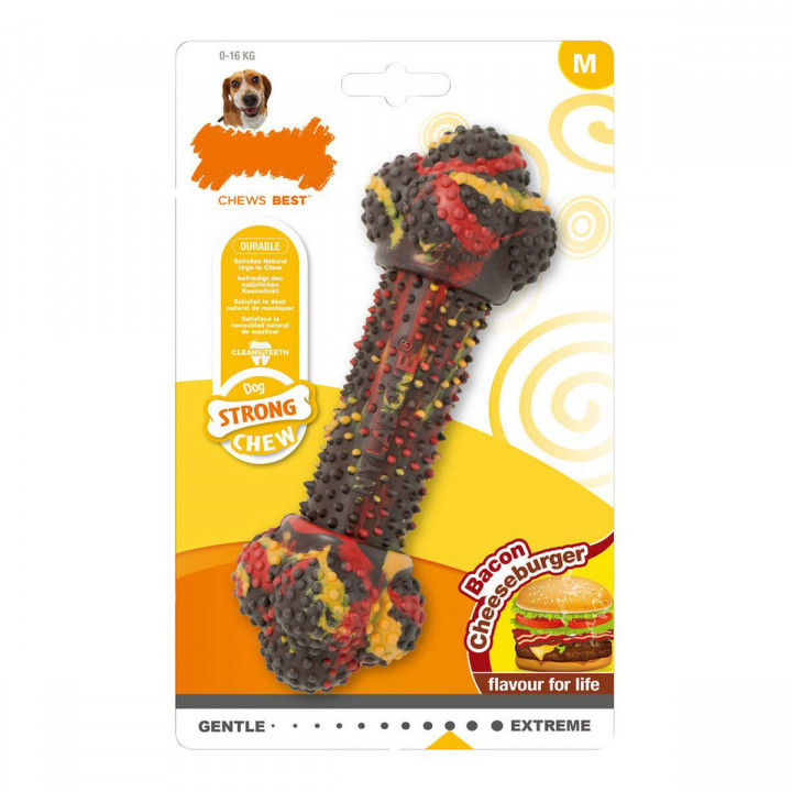 Kauwspeelgoed voor honden Nylabone Strong Chew Multicolour Kaas Bacon Hamburgers M