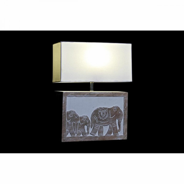 Lampe de bureau DKD Home Decor Blanc Marron Bois de manguier 50 W 220 V 33 x 12 x 41 cm