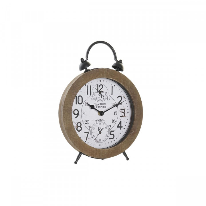 Orologio da Tavolo DKD Home Decor Naturale MDF Bianco Ferro (24 x 5 x 30 cm)