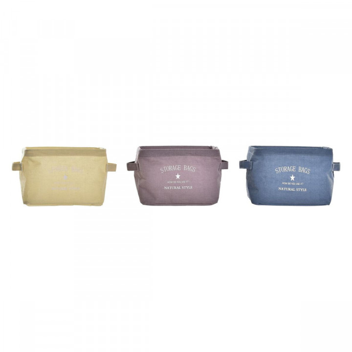 Panier DKD Home Decor Jaune Bleu Bordeaux Toile Moderne 20 x 16 x 15 cm (3 Unités)