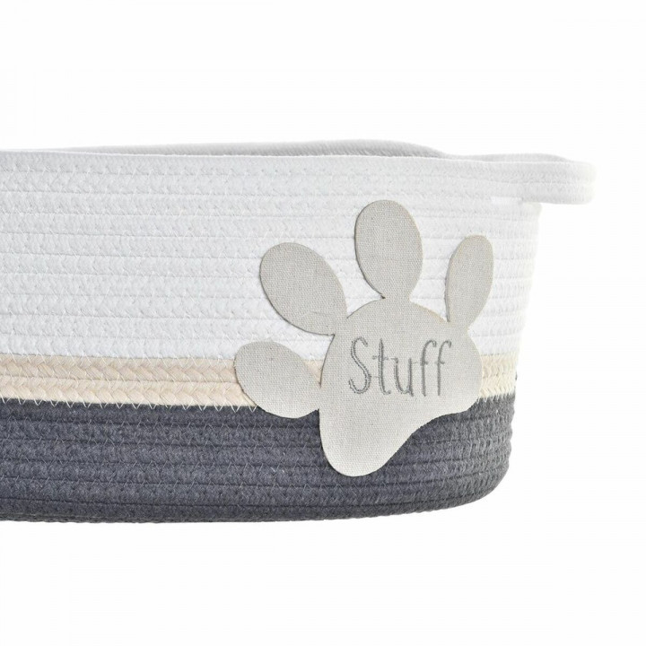 Set di Cestini DKD Home Decor Bianco Grigio Crema 60 x 31 x 25 cm 3 Pezzi