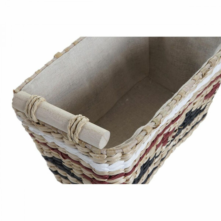 Set di Cestini DKD Home Decor Bianco Nero Rosso Granato Naturale Fibra naturale 39 x 27 x 24 cm 3 Pezzi