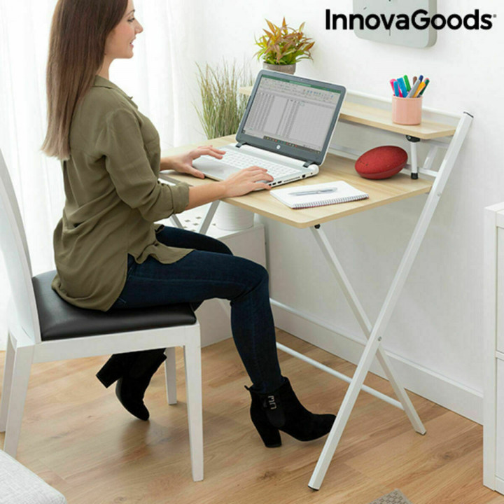 Escritorio Plegable con Estante InnovaGoods Tablezy Madera (Reacondicionado A)