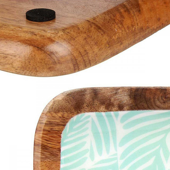 Centro de Mesa Gift Decor Blanco Marrón Verde Resina Madera de mango 38 x 15 cm Hoja de planta