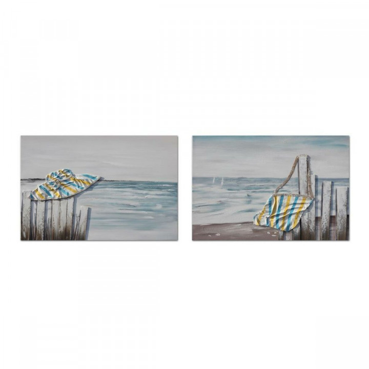 Canvas DKD Home Decor Canvas MDF Wood 90 x 2,5 x 60 cm