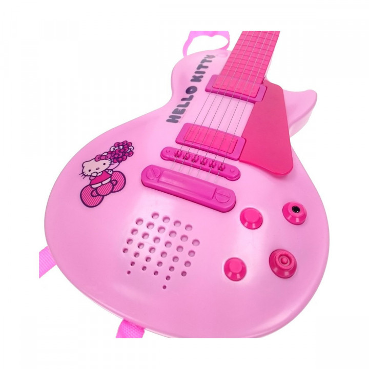 Guitarra Infantil Hello Kitty Electrónica Micrófono Rosa
