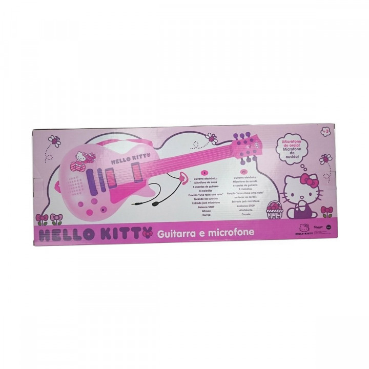 Guitarra Infantil Hello Kitty Electrónica Micrófono Rosa