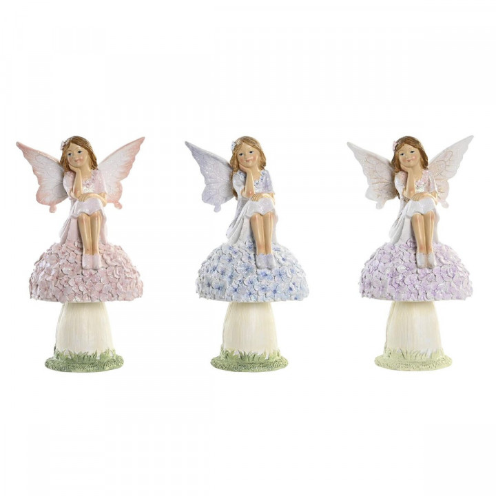Decoratieve figuren DKD Home Decor Blauw Roze Lila Fee 9,5 x 8 x 17 cm (3 Onderdelen)