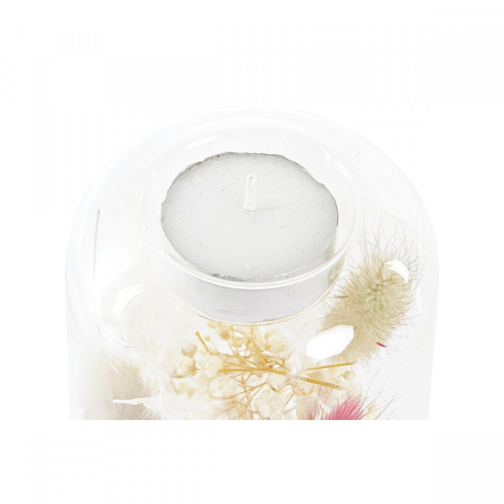 Candleholder DKD Home Decor Beige Maroon Aluminium Crystal 8 x 8 x 11 cm Dried flower (2 Units) (2 Pieces)