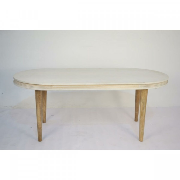 Dining Table DKD Home Decor White Golden Brass Mango wood 180 x 90 x 76 cm