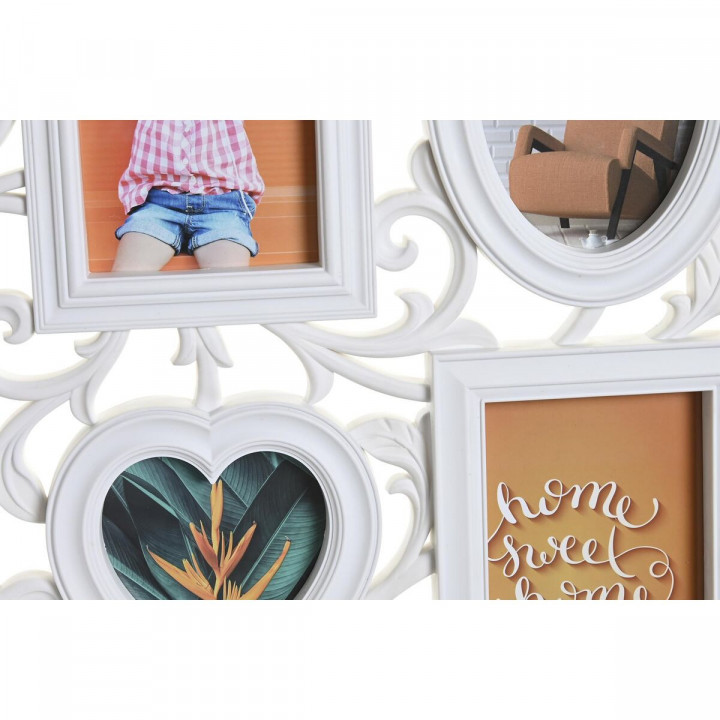 Photo frame DKD Home Decor 8 photos Crystal White PP (58 x 2 x 37,5 cm) (2 Units)