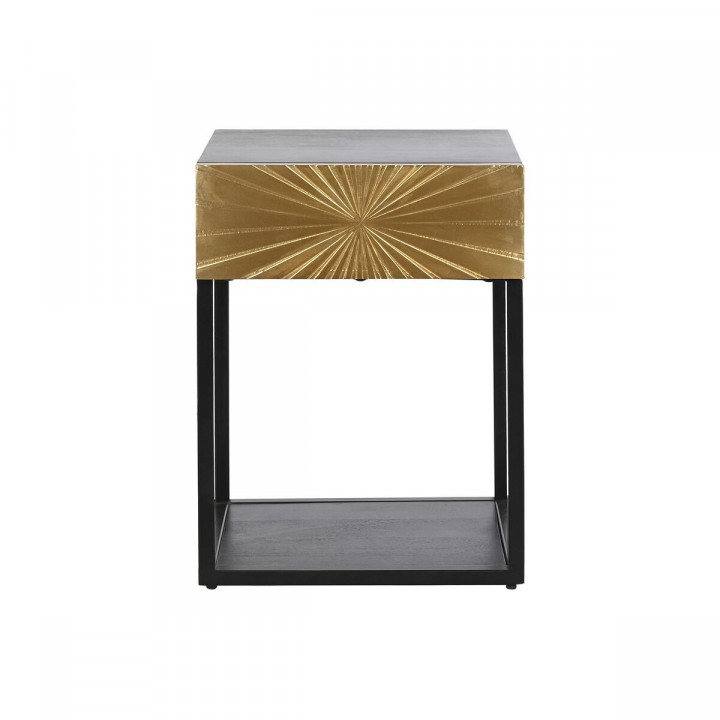 Nightstand DKD Home Decor Golden 35 x 40 x 55 cm Black Metal Wood