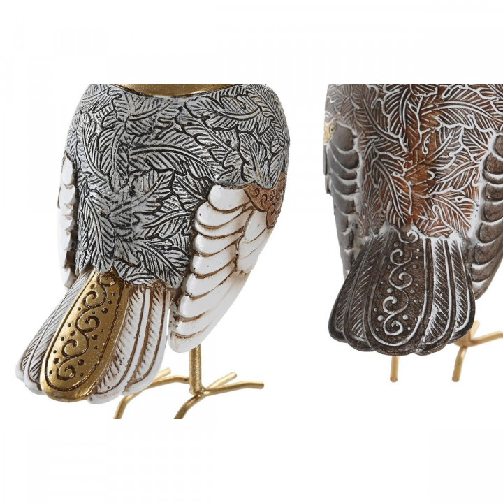 Decoratieve figuren DKD Home Decor Beige Wit Hars Fågel Modern (12,5 x 7 x 16 cm) (2 Stuks)