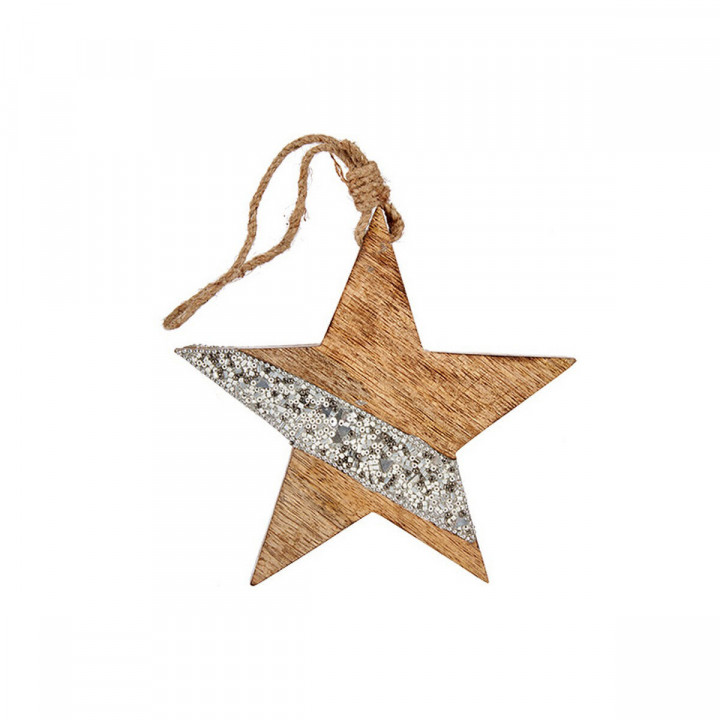 Christmas bauble Krist+ Silver Wood Star 17 x 2,5 x 34 cm