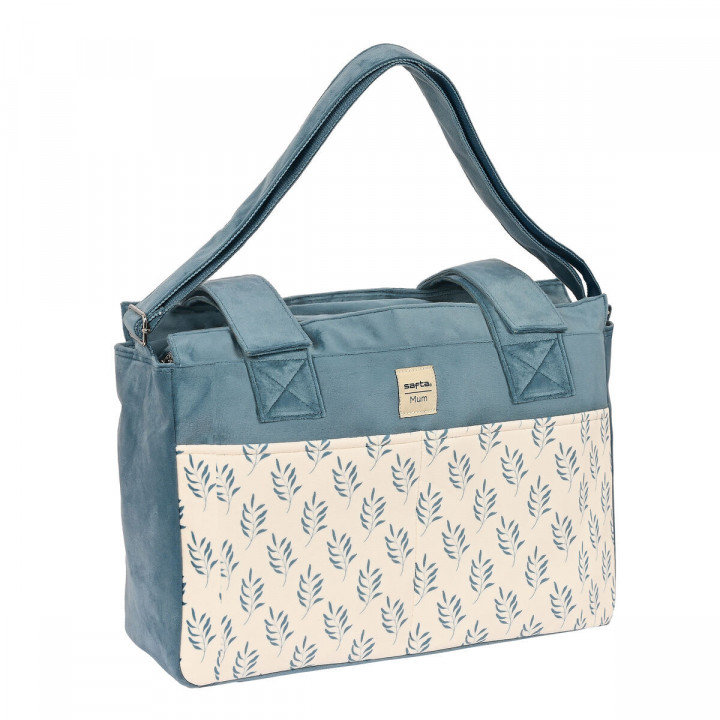 Borsa Fasciatoio per Pannolini Safta Leaves Turchese (46 x 26 x 15 cm)