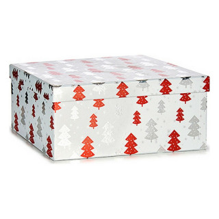 Boîte Cadeau Krist+ Blanc Rouge Argenté Argent Noël Sapin de Noël 28,5 x 17 x 37,5 cm