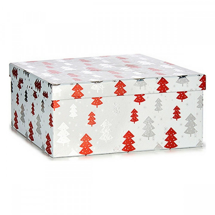 Boîte Cadeau Krist+ Blanc Rouge Argenté Argent Noël Sapin de Noël 28,5 x 17 x 37,5 cm