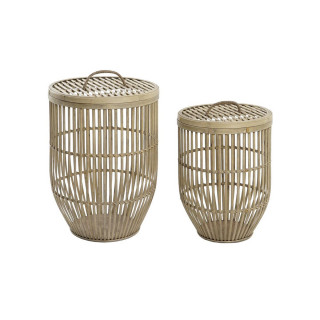Basket spelset DKD Home Decor Natuurlijk Lichtbruin Bamboe (2 Onderdelen)